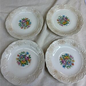 Floral Patterned White Ceramic Plates